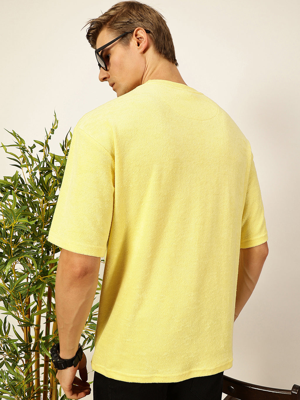 Thomas Scott Men Solid Round Neck Oversized Casual T-shirt