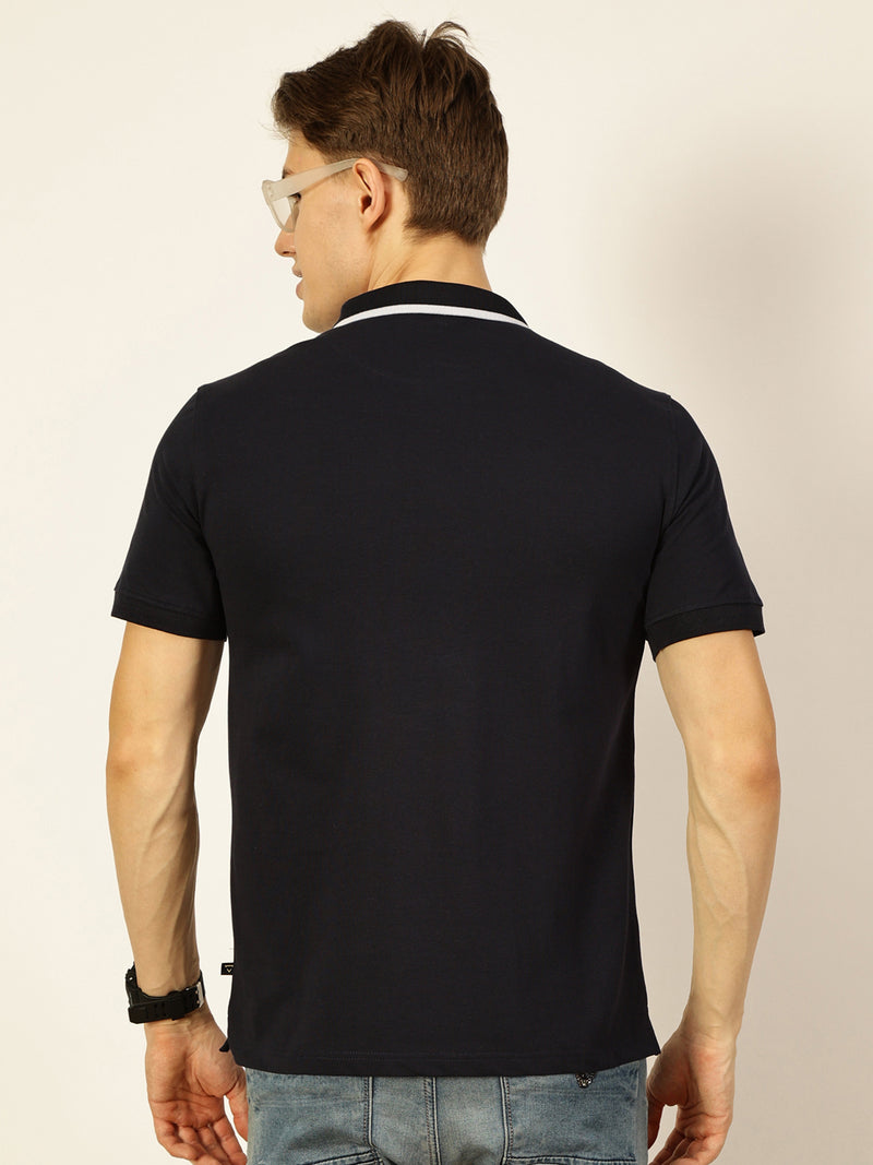 Thomas Scott Men Navy Blue Regular Fit Polo Tshirt