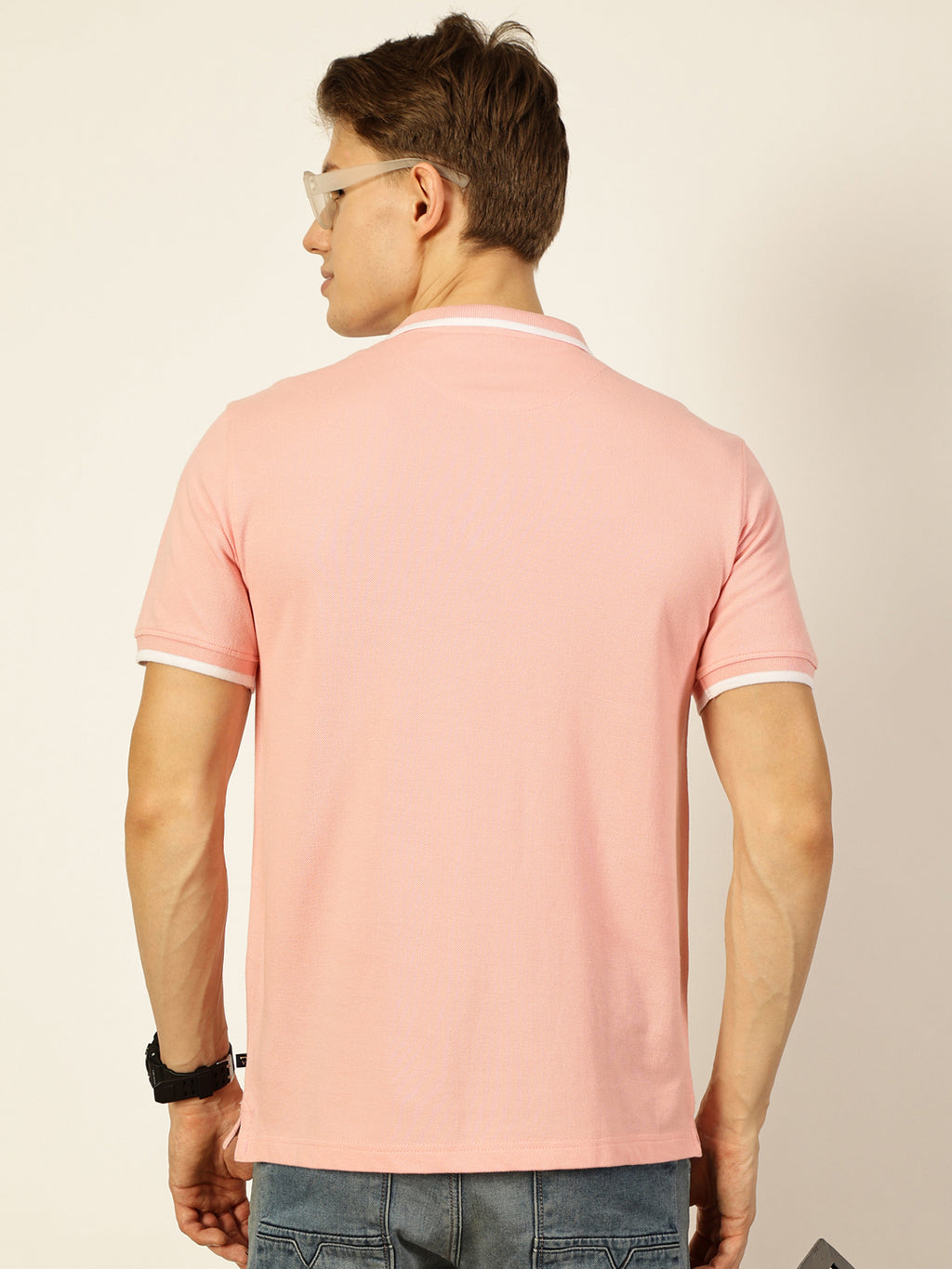 Thomas Scott Men Pink Regular Fit Polo Tshirt