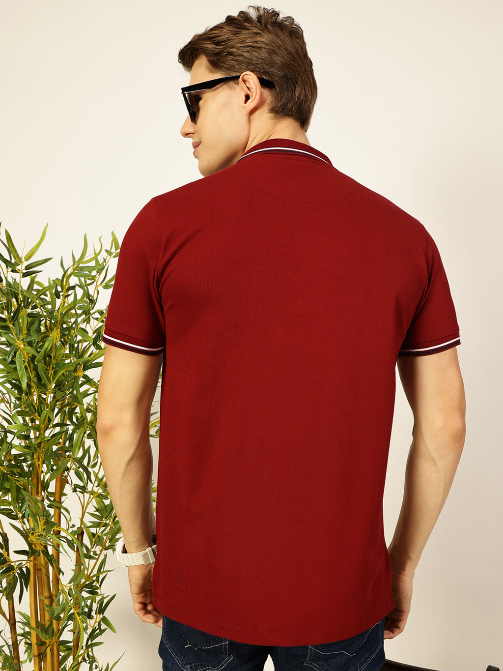 Thomas Scott Men Maroon Regular Fit Polo Tshirt - S
