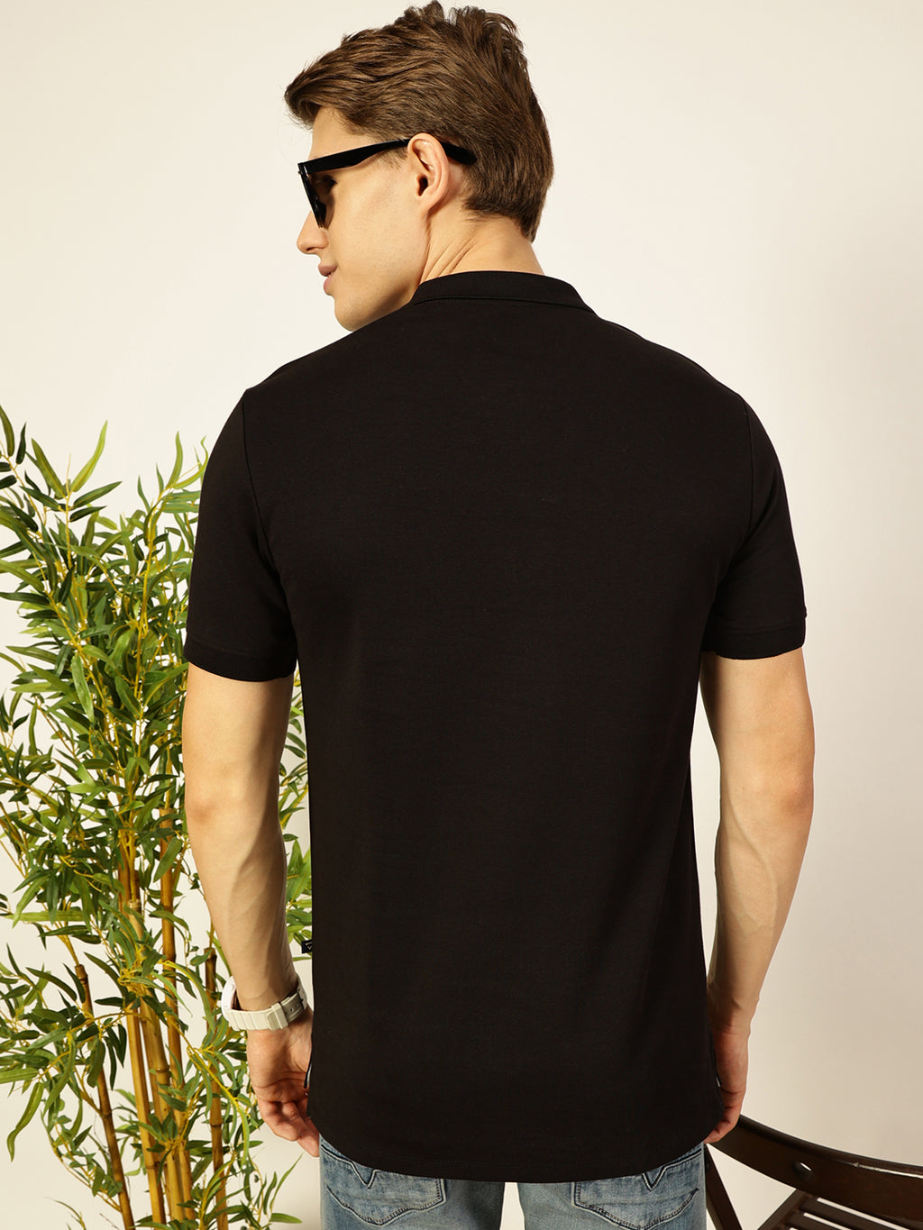 Thomas Scott Men Black Cotton Polo Tshirt - S
