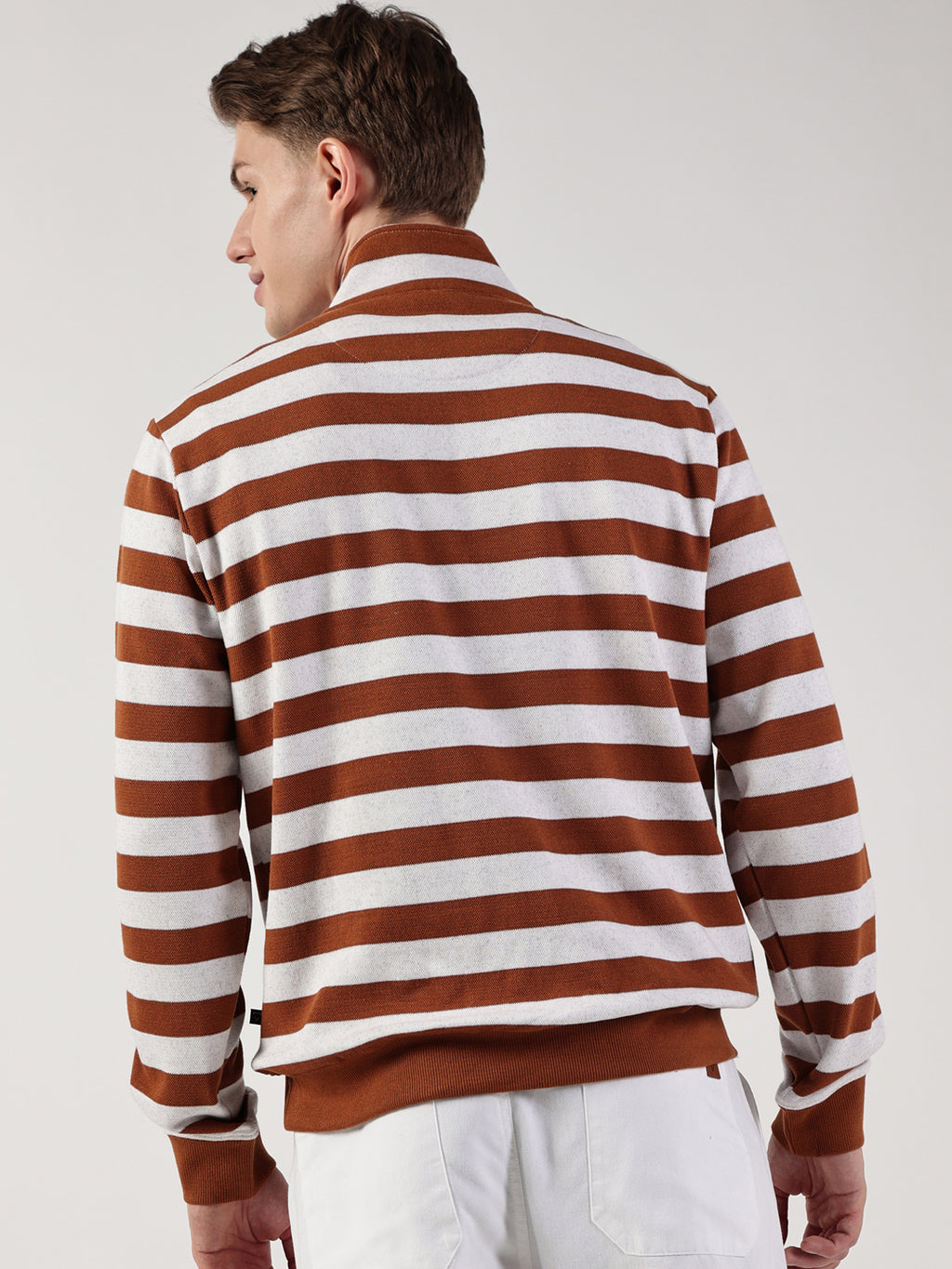 Thomas Scott Men Striped High Neck T-shirt