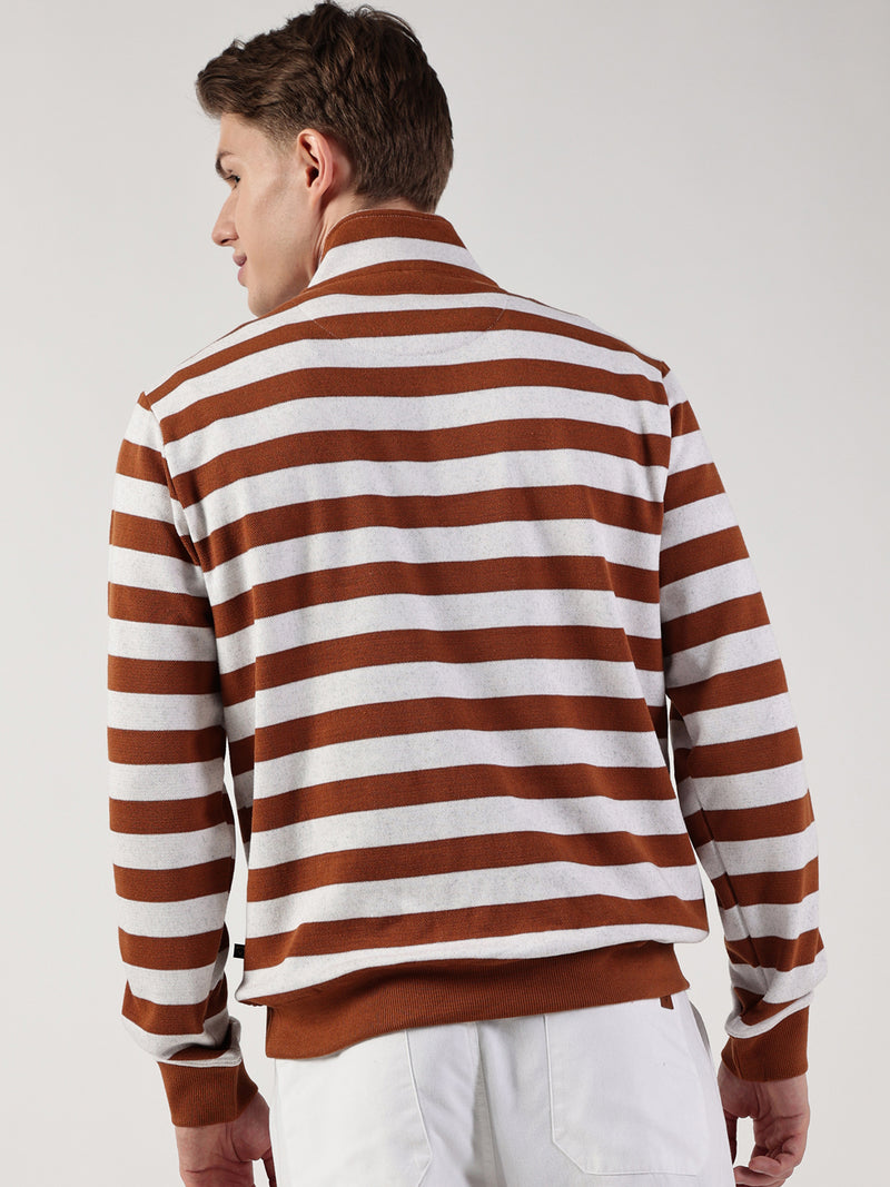 Thomas Scott Men Striped High Neck T-shirt