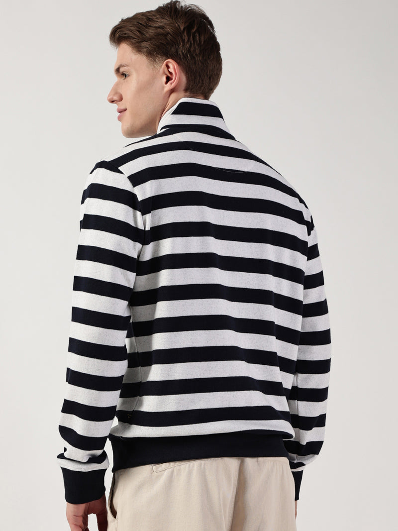 Thomas Scott Men Striped High Neck T-shirt