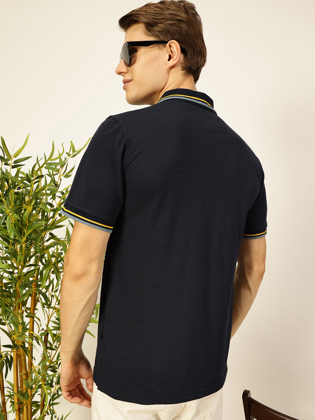 Thomas Scott Men Navy Blue Regular Fit Polo Tshirt - S