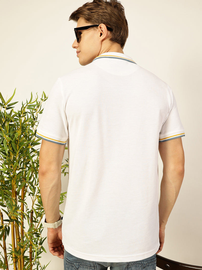Thomas Scott Men White Regular Fit Polo Tshirt - S