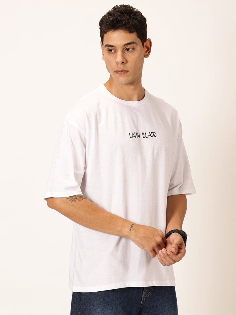 Thomas Scott Men Round Neck Typography Printed Short Sleeves Cotton Oversized T-shirt