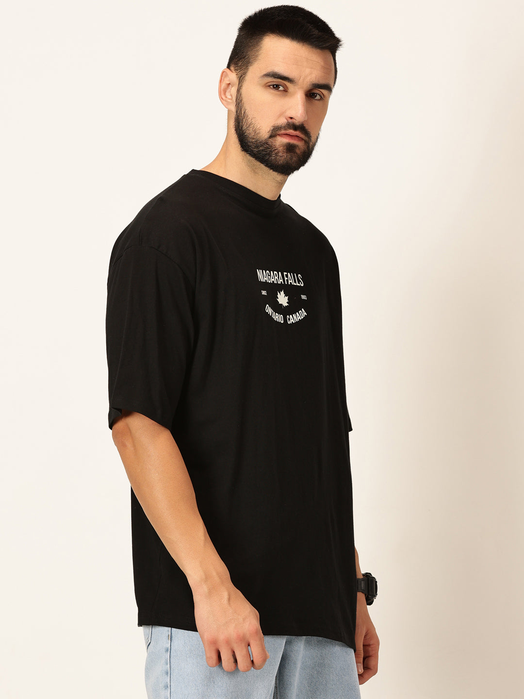 Thomas Scott Men Oversized Graphic Printed Drop-Shoulder Sleeves Cotton Bio Finish T-shirt