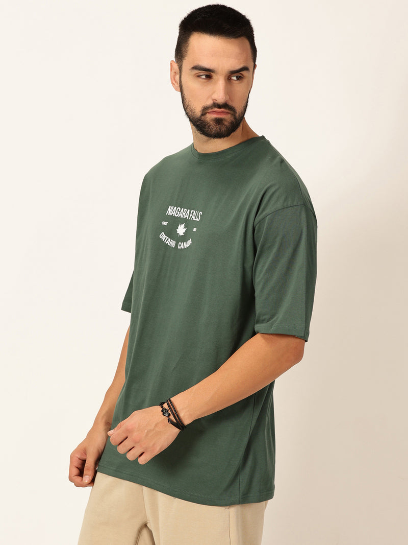 Thomas Scott Men Graphic Printed Bio Finish Drop-Shoulder Sleeves Cotton T-shirt