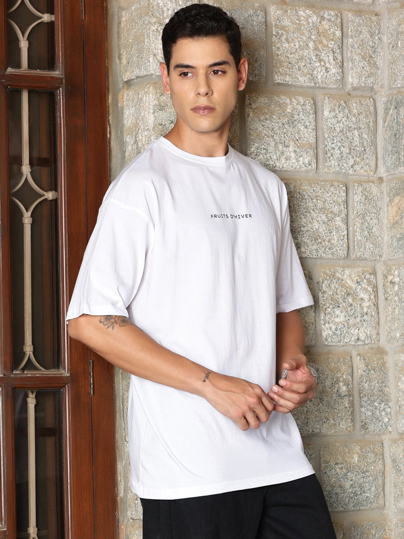 Thomas Scott Men Floral Printed Drop-Shoulder Sleeves Oversized Pure Cotton T-shirt