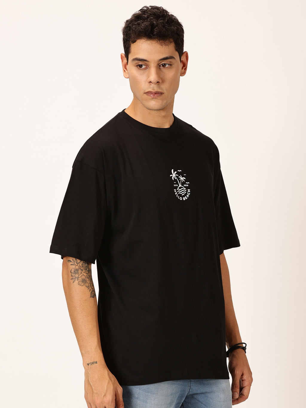 Thomas Scott Men Round Neck Typography Printed Cotton Oversized T-shirt