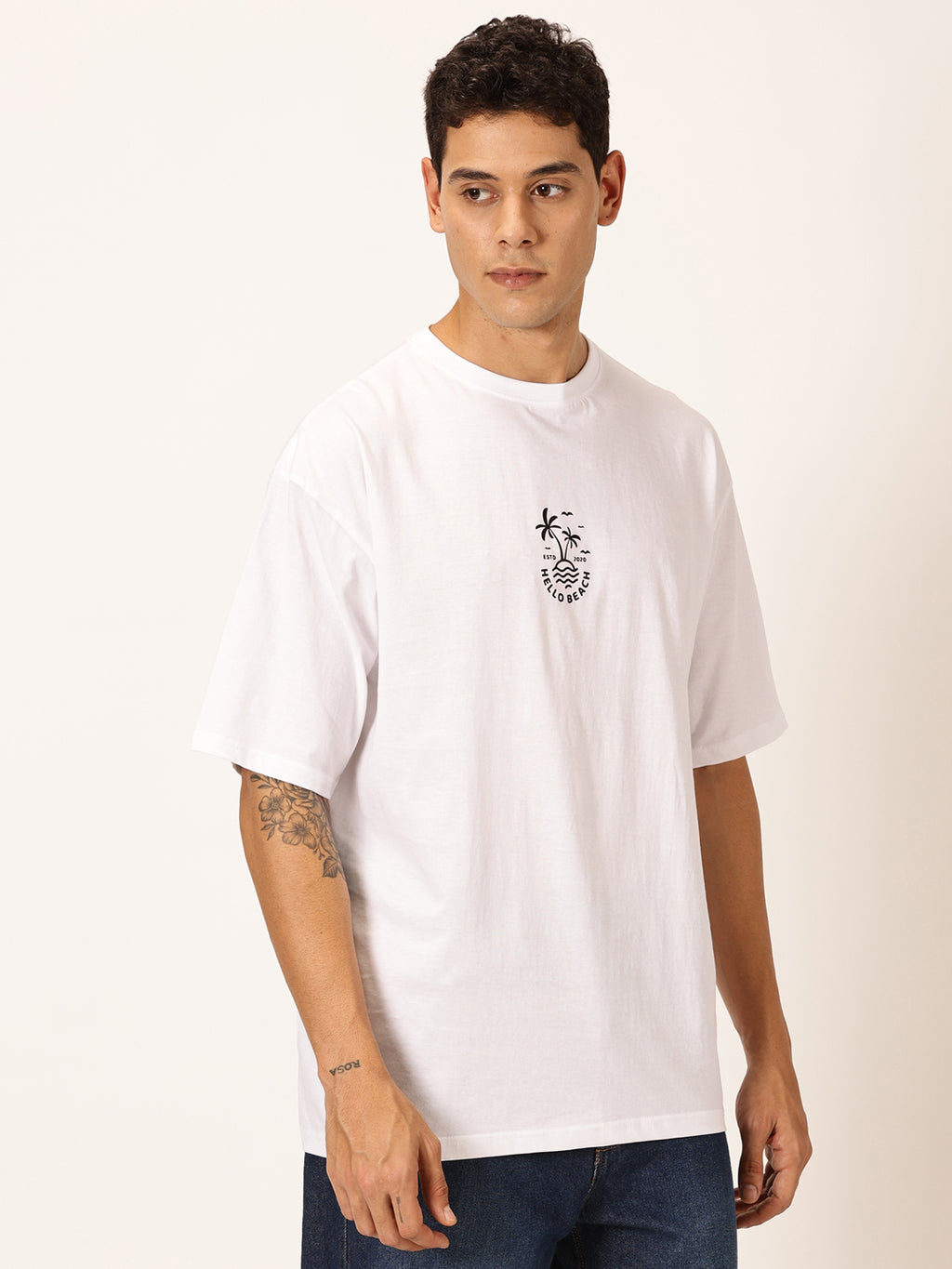 Thomas Scott Men Round Neck Typography Printed Cotton Oversized T-shirt