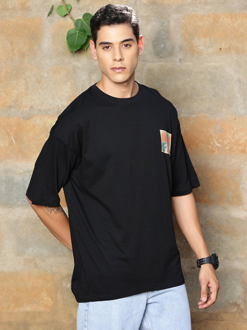 Thomas Scott Men Graphic Printed Drop-Shoulder Sleeves Oversized Pure Cotton T-shirt