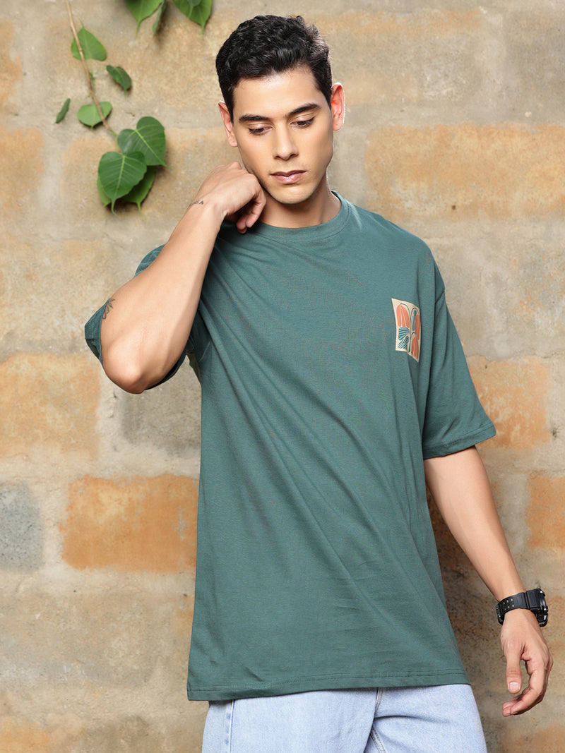 Thomas Scott Men Graphic Printed Drop-Shoulder Sleeves Oversized Pure Cotton T-shirt