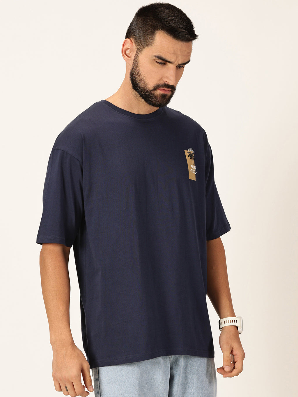 Thomas Scott Men Round Neck Drop-Shoulder Sleeves Bio Finish Cotton Oversized T-shirt