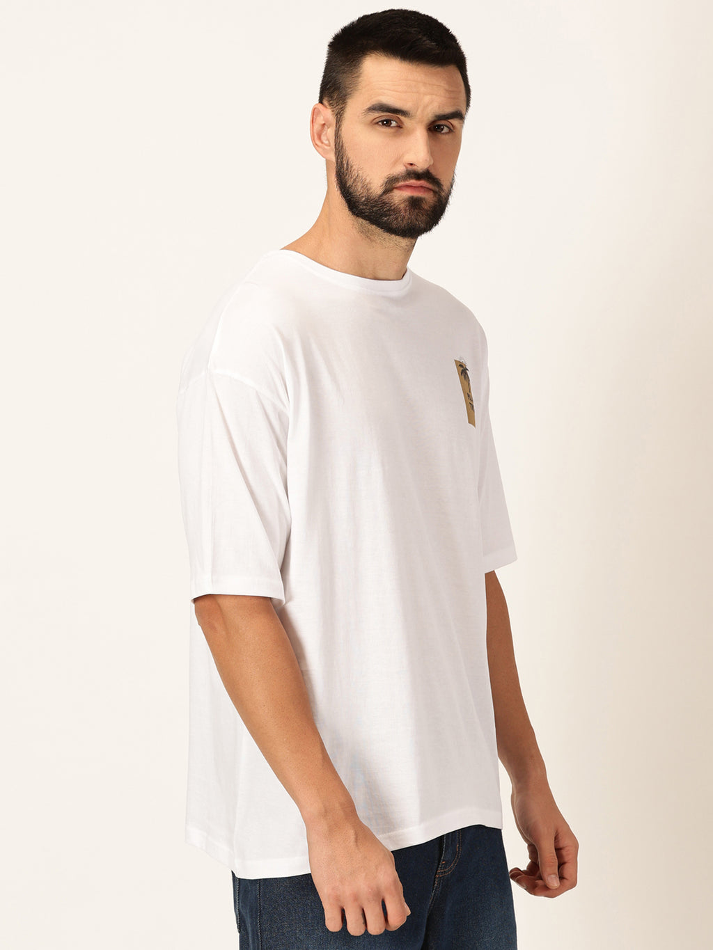 Thomas Scott Men Graphic Printed Drop-Shoulder Sleeves Bio Finish Cotton Oversized T-shirt