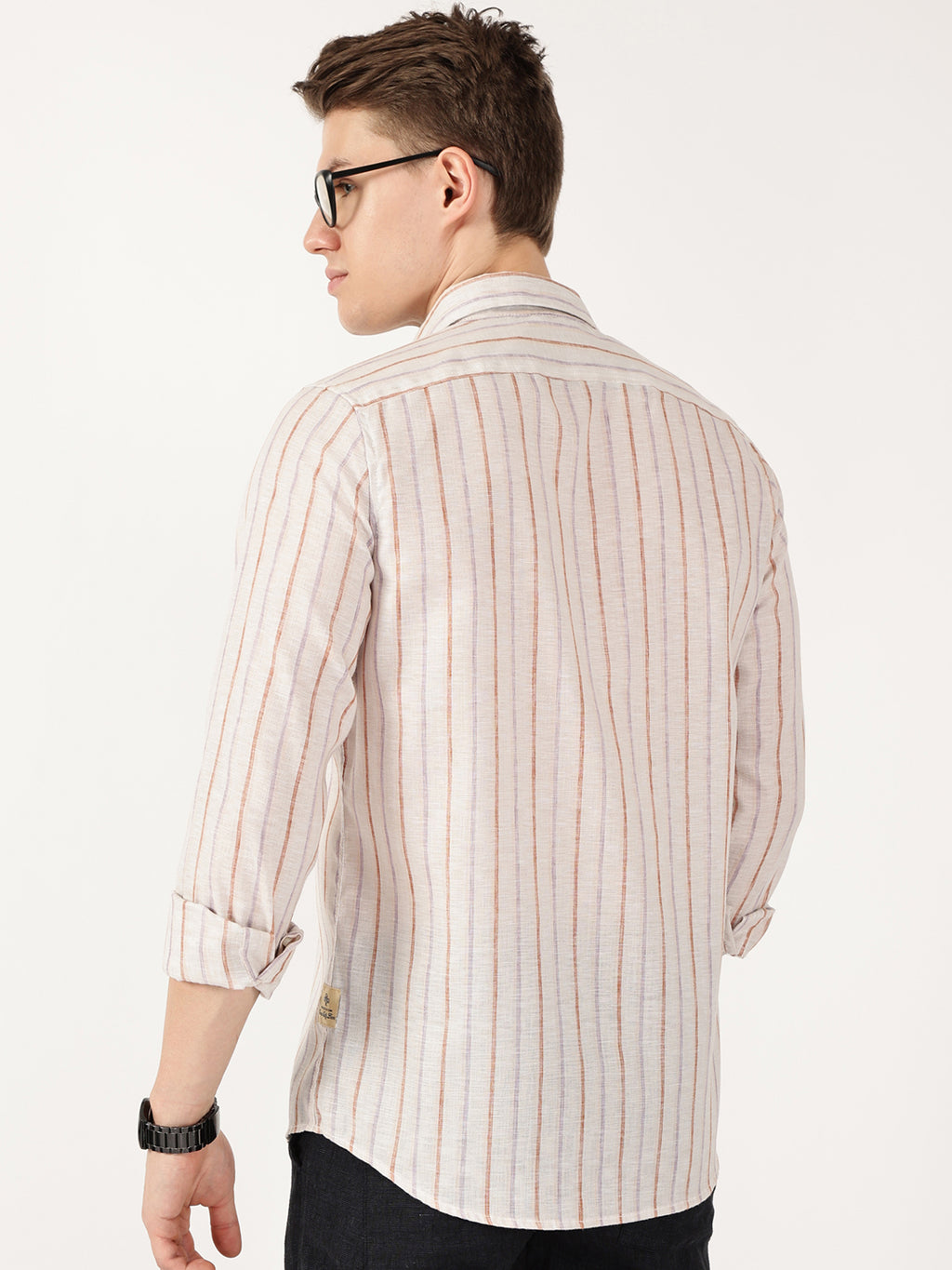 Thomas Scott Men Brown Regular Fit Linen Casual Shirt