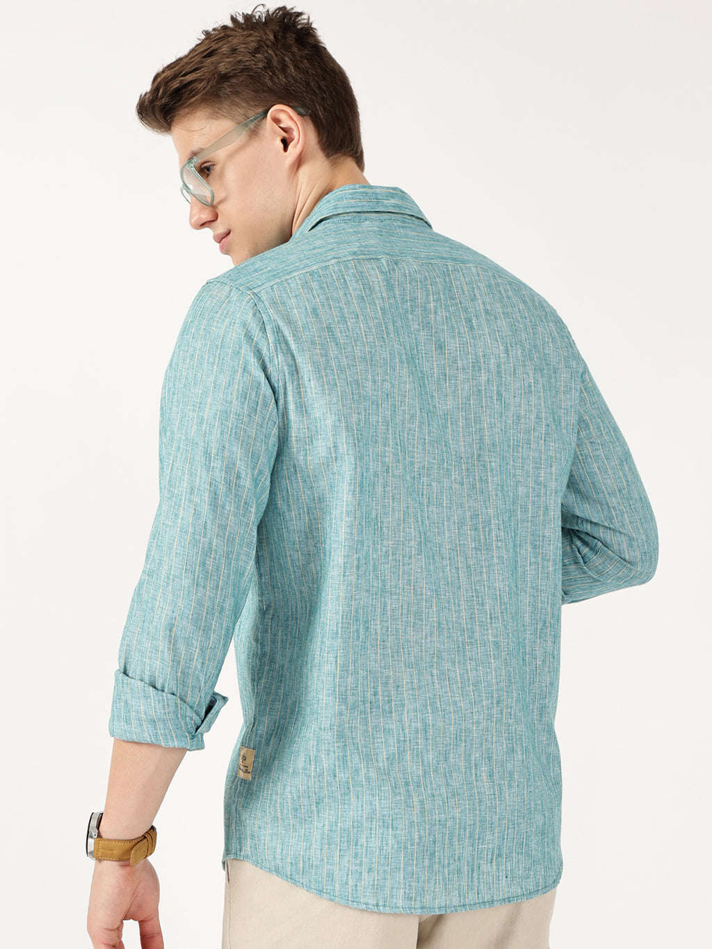 Thomas Scott Men Green Regular Fit Linen Casual Shirt
