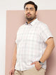 White Plus Size Premium Checked Casual Shirt For Men