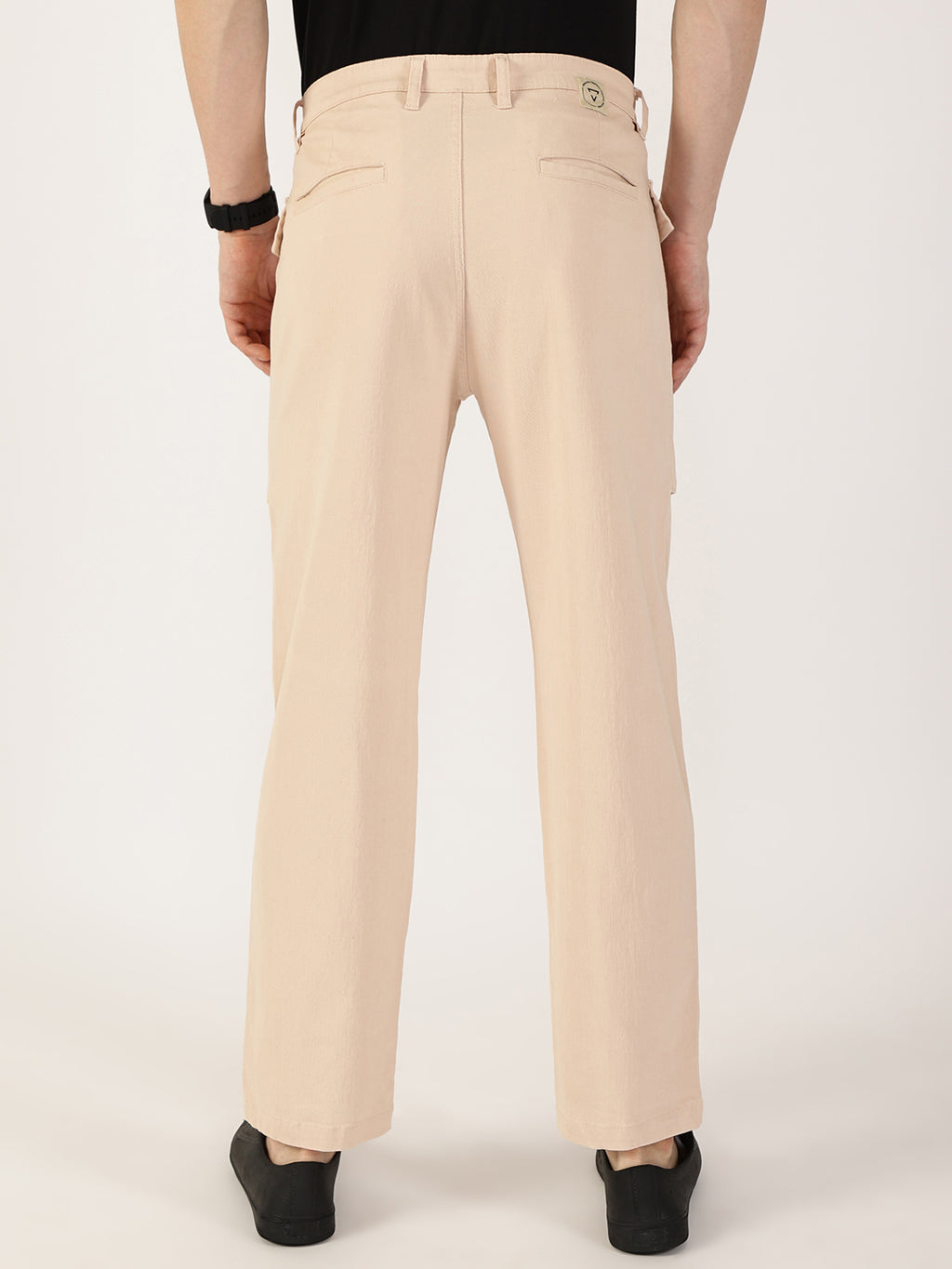 Thomas Scott Men Fawn Regular Fit Cargos Cotton Trousers