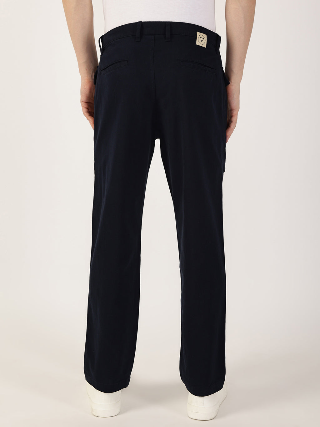 Thomas Scott Men Navy Regular Fit Cargos Cotton Trousers