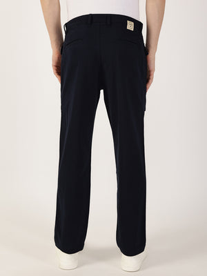 Thomas Scott Men Navy Regular Fit Cargos Cotton Trousers