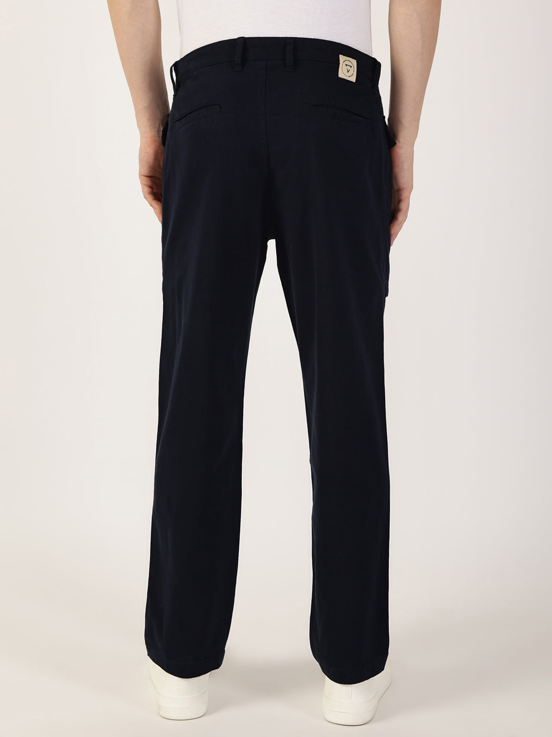 Thomas Scott Men Navy Regular Fit Cargos Cotton Trousers