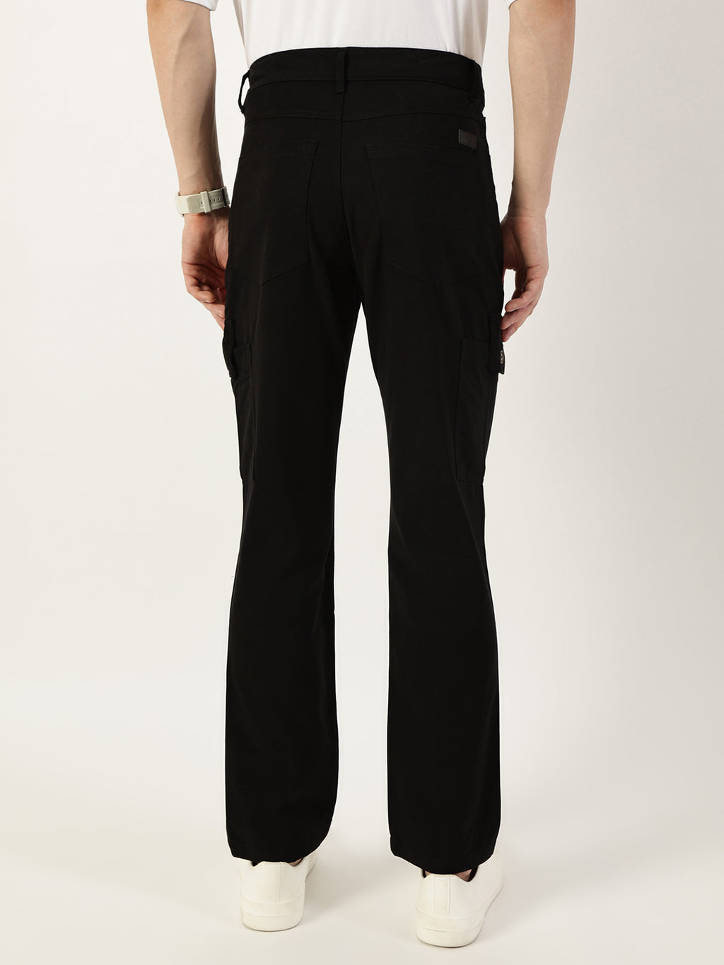Thomas Scott Men Black Smart Slim Fit Cargo Trousers