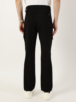 Thomas Scott Men Black Smart Slim Fit Cargo Trousers