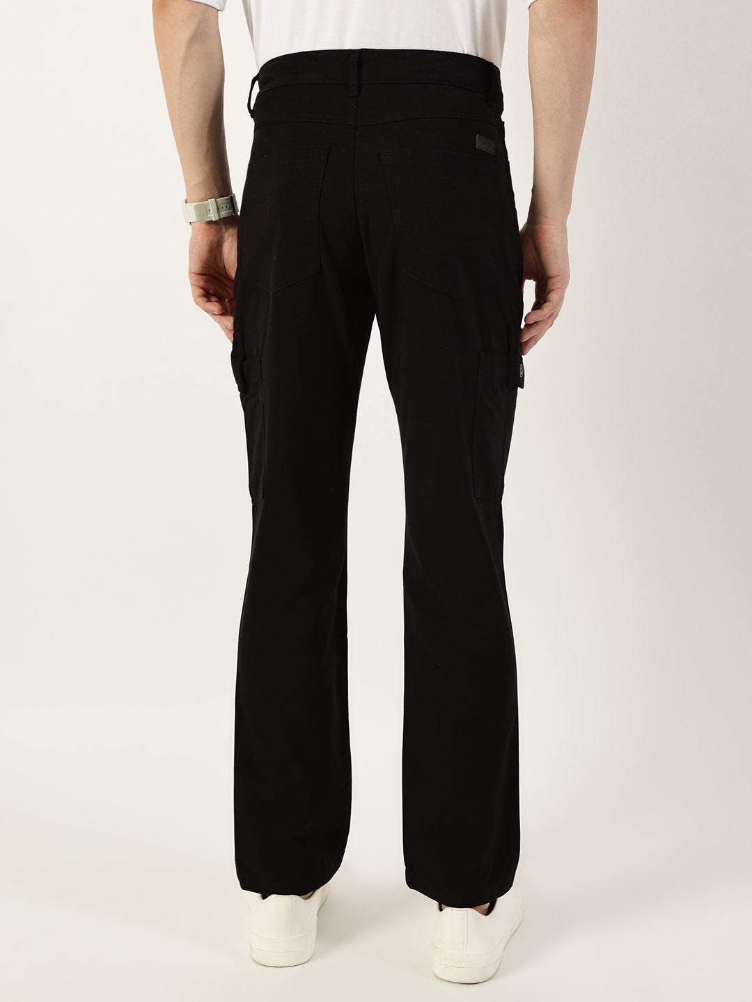 Thomas Scott Men Black Smart Slim Fit Cargo Trousers
