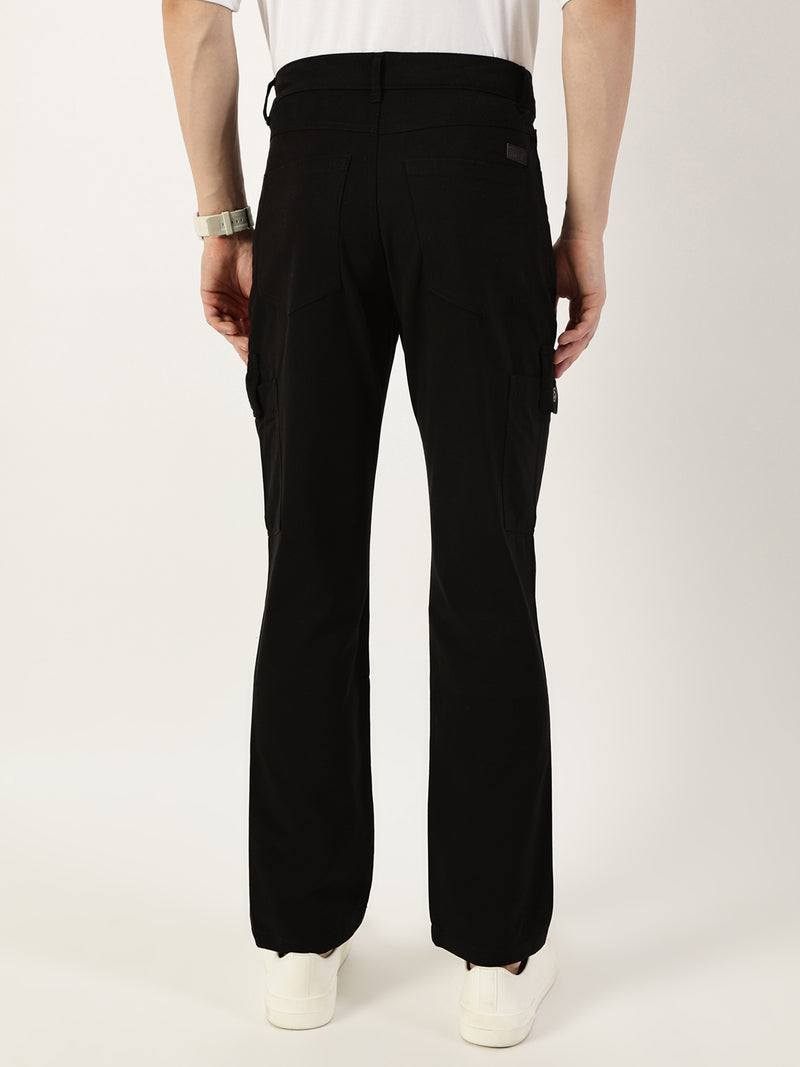Thomas Scott Men Black Smart Slim Fit Cargo Trousers