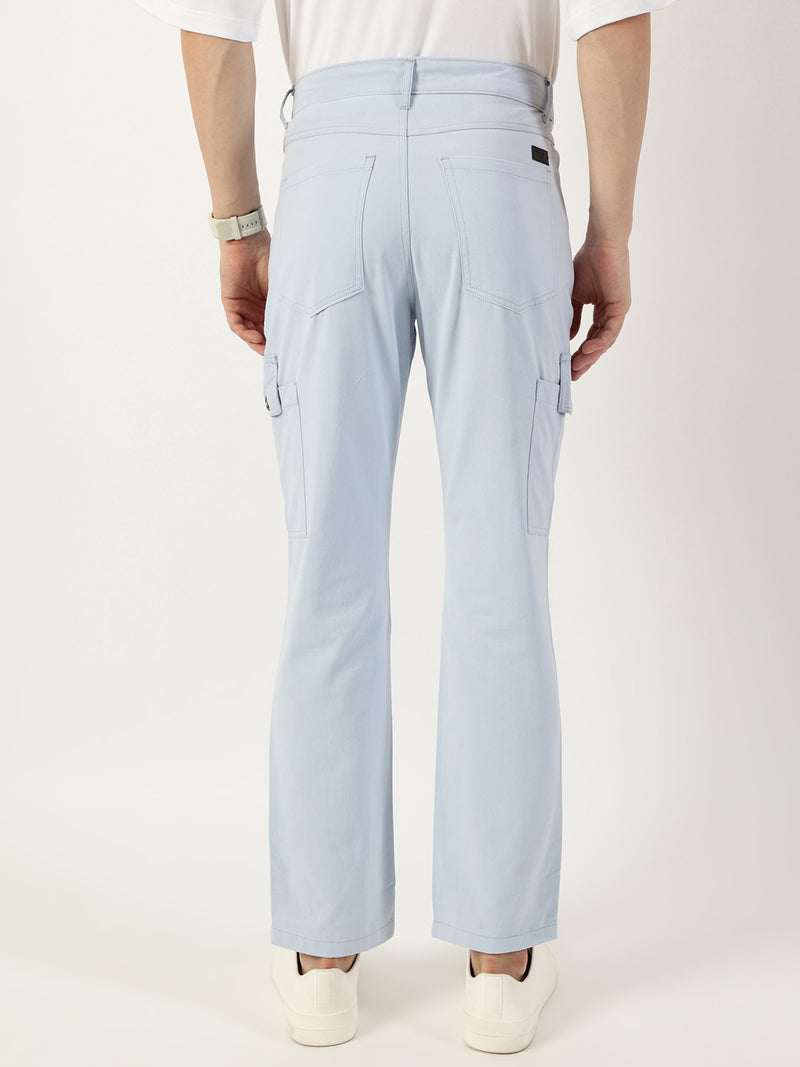 Thomas Scott Men Blue Smart Slim Fit Cargo Trousers