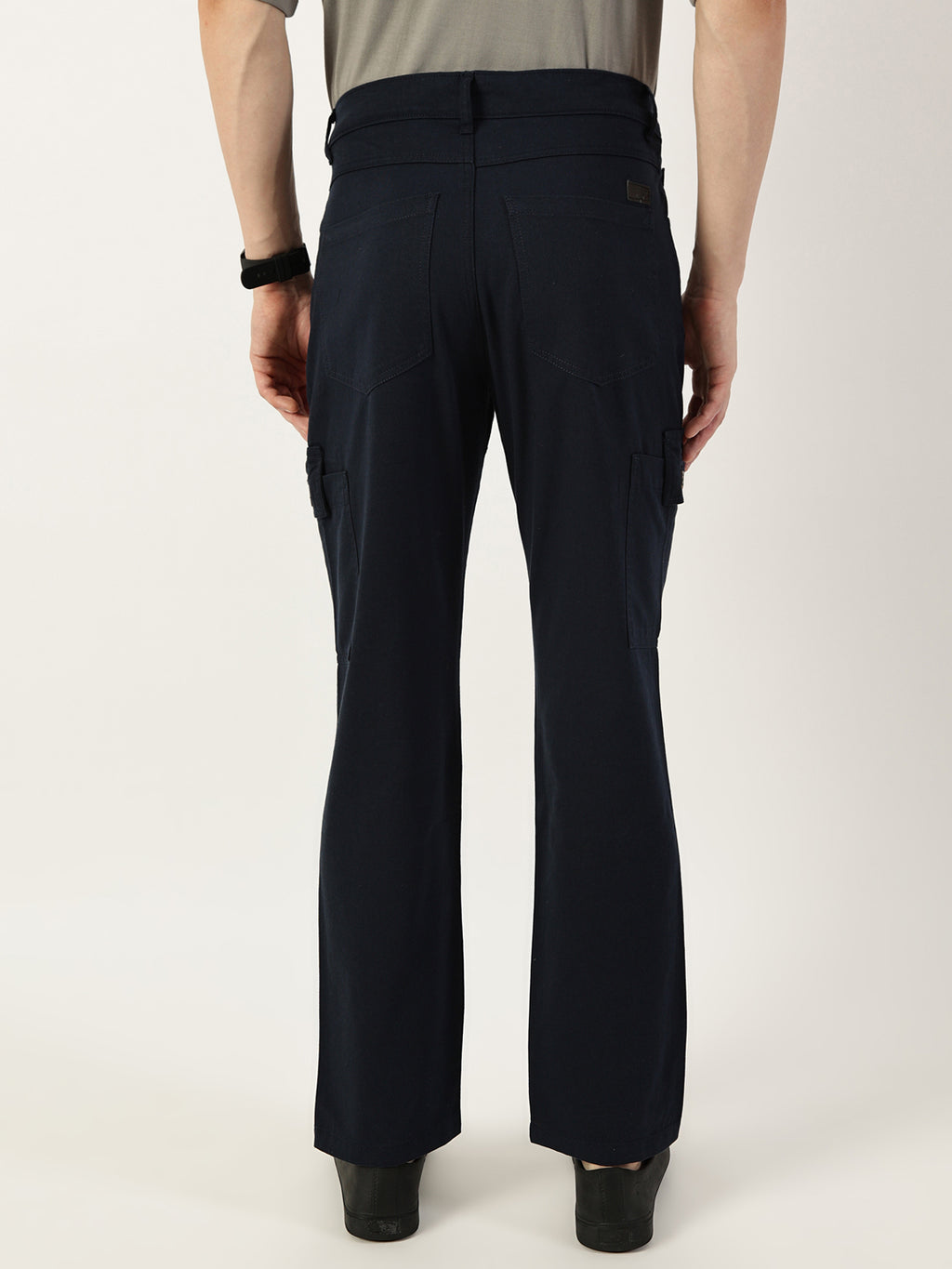 Thomas Scott Men Navy Smart Slim Fit Cargo Trousers
