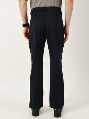Thomas Scott Men Navy Smart Slim Fit Cargo Trousers