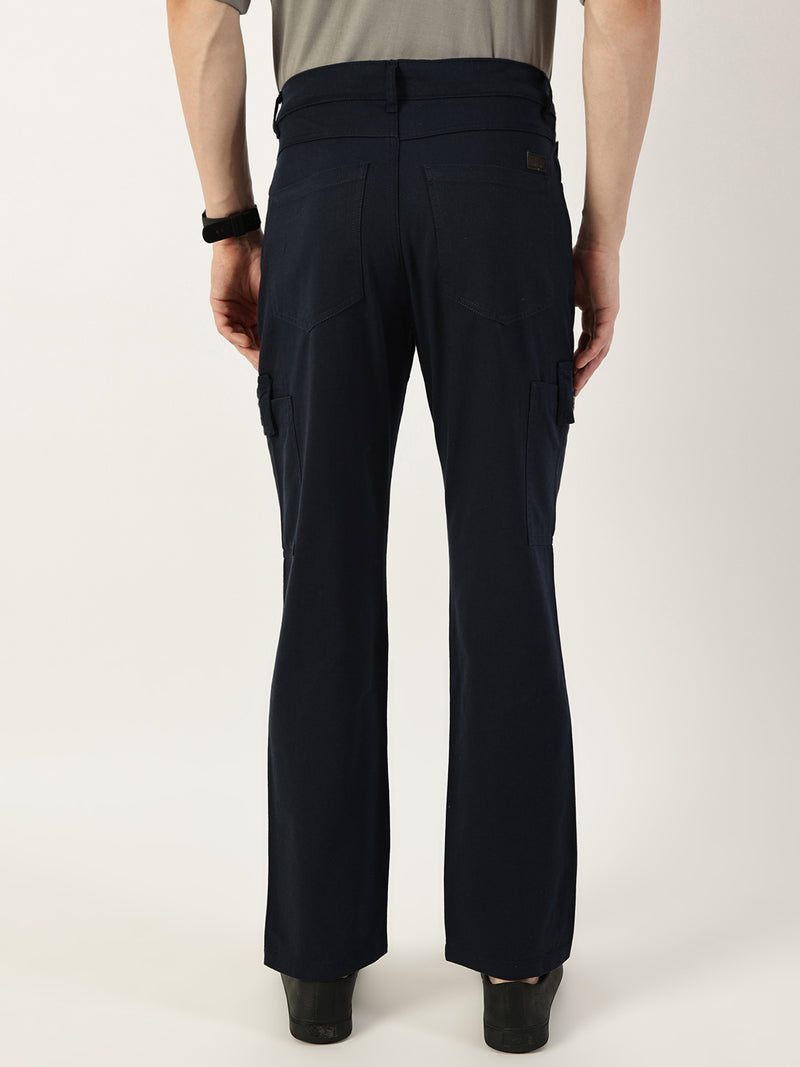 Thomas Scott Men Navy Smart Slim Fit Cargo Trousers