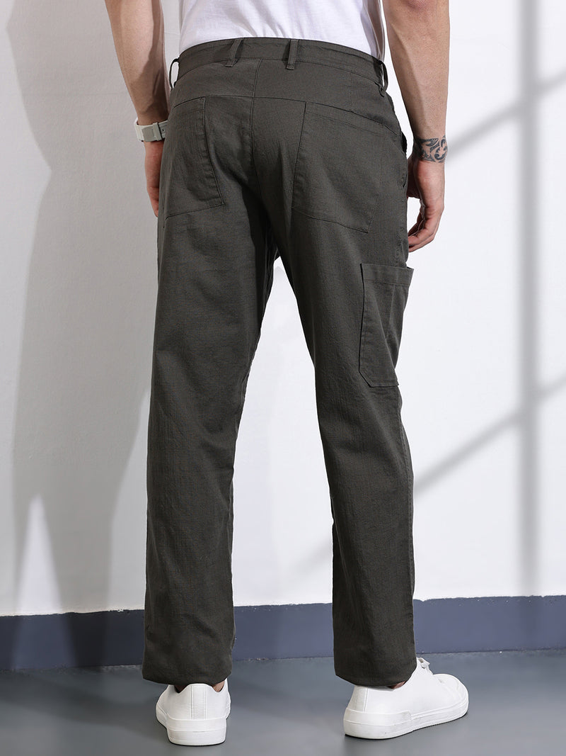 Thomas Scott Men Olive Mid-Rise Straight Fit Woven Chinos Trousers