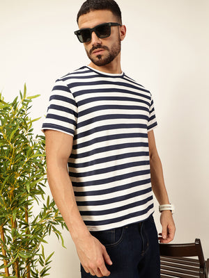 Thomas Scott Men NavyBlue Regular Fit Short Sleeves Round Neck Knitted T-shirt