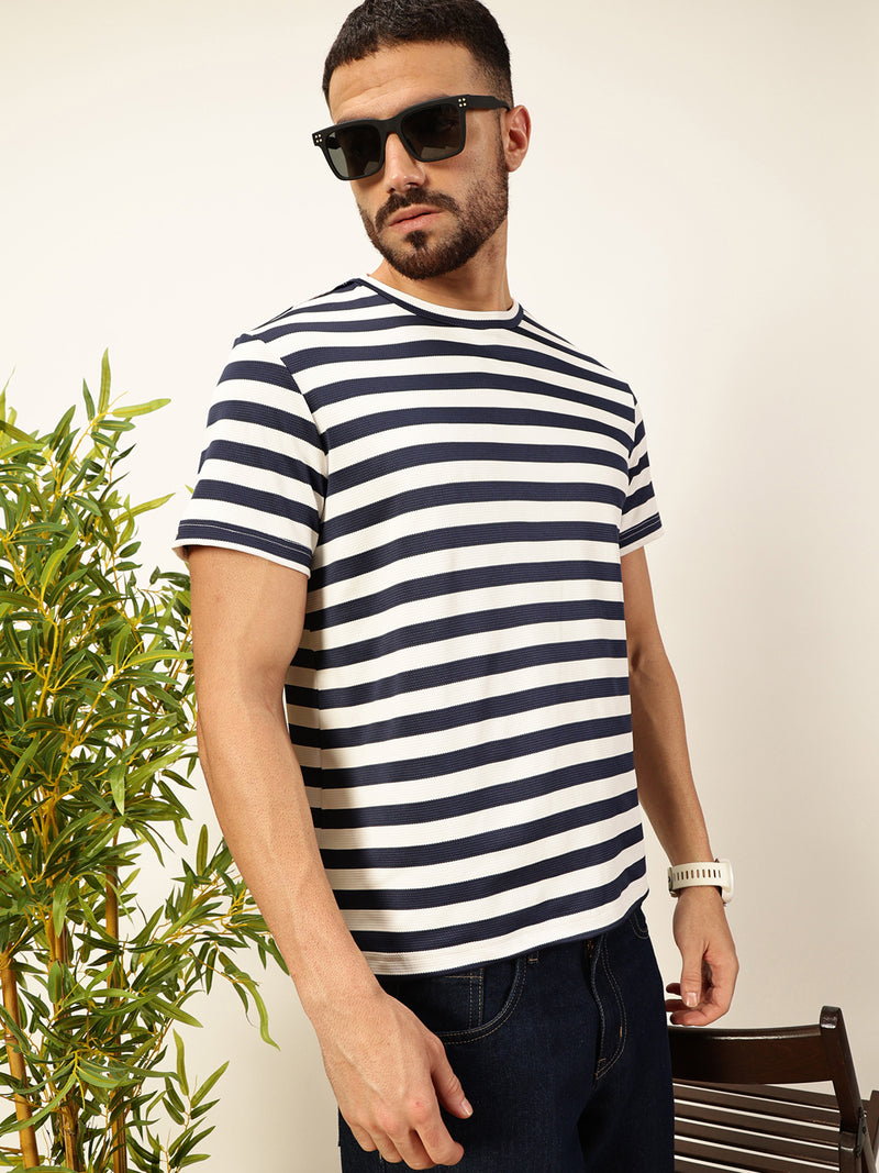 Thomas Scott Men NavyBlue Regular Fit Short Sleeves Round Neck Knitted T-shirt