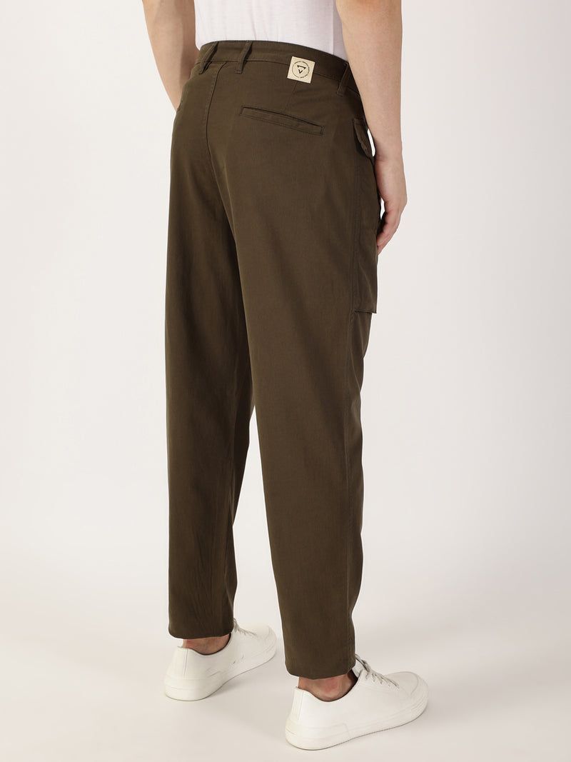 Thomas Scott Men Mehandi Regular Fit Cargos Cotton Trousers