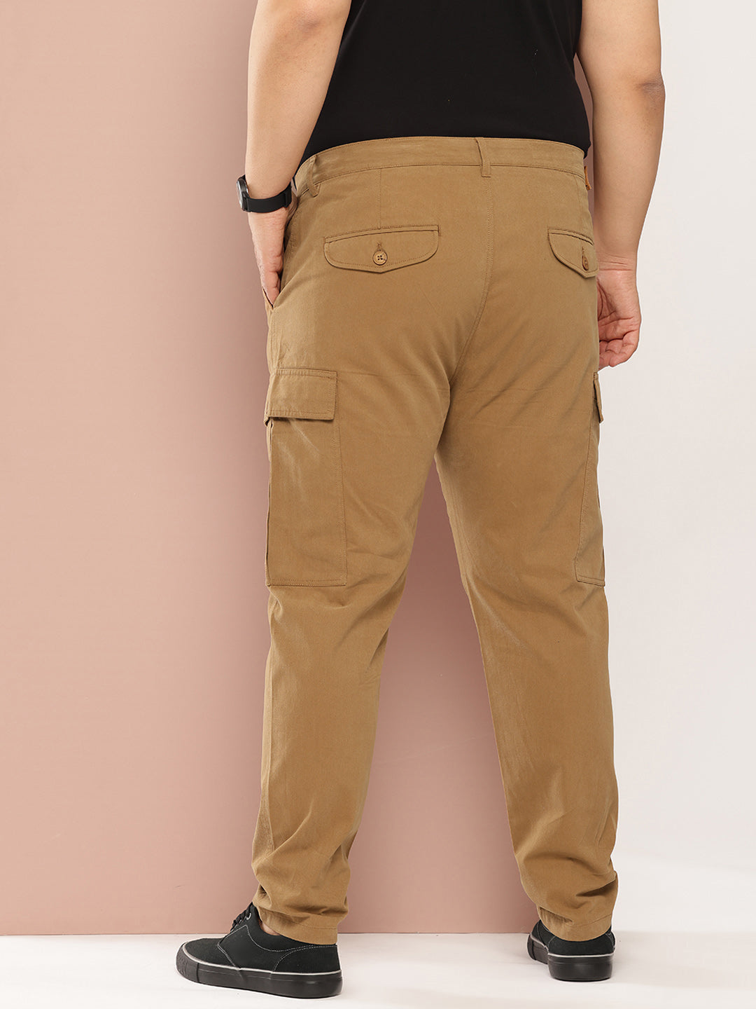 Thomas Scott Men Plus Size Smart Easy Wash Pure Cotton Cargos Trousers