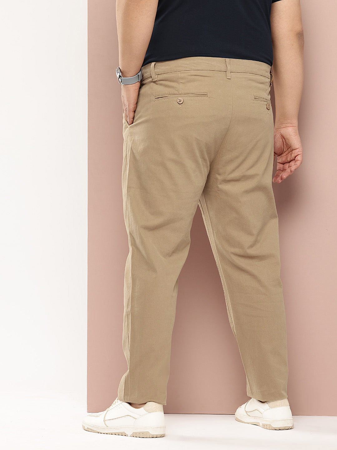 Thomas Scott Men Plus Size Smart Easy Wash Pure Cotton Chinos Trousers