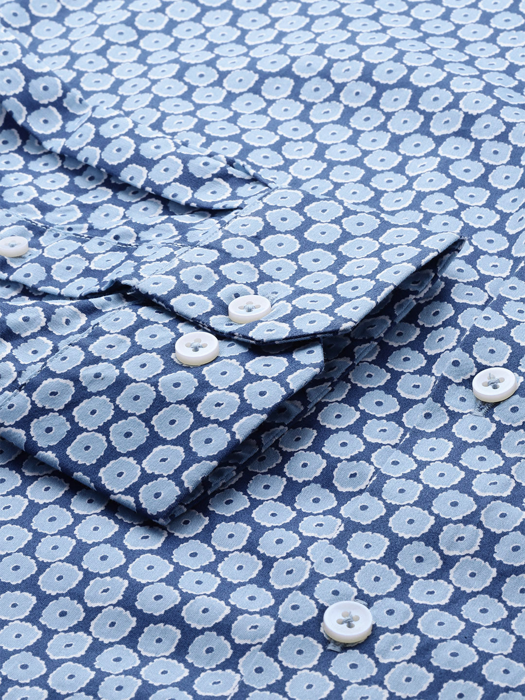 Thomas Scott Men Blue Plus Size Regular Fit Long Sleeves Abstract Printed Formal Shirt