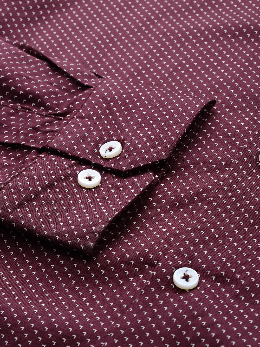 Thomas Scott Men Maroon Plus Size Regular Fit Long Sleeves Micro Ditsy Printed Formal Shirt