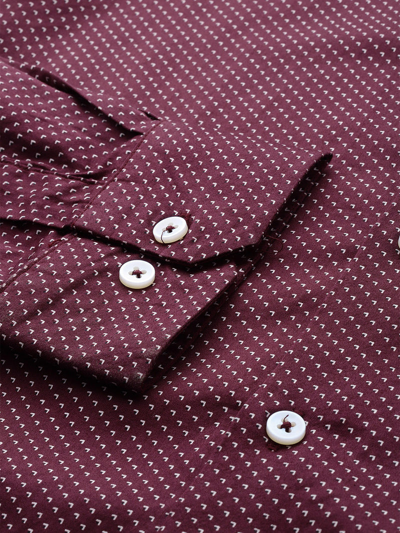 Thomas Scott Men Maroon Plus Size Regular Fit Long Sleeves Micro Ditsy Printed Formal Shirt