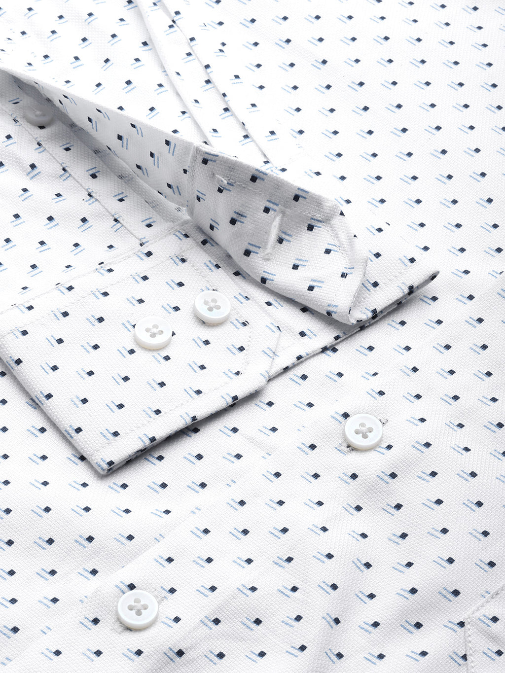 Thomas Scott Men White Plus Size Regular Fit Long Sleeves Polka Dots Printed Formal Shirt