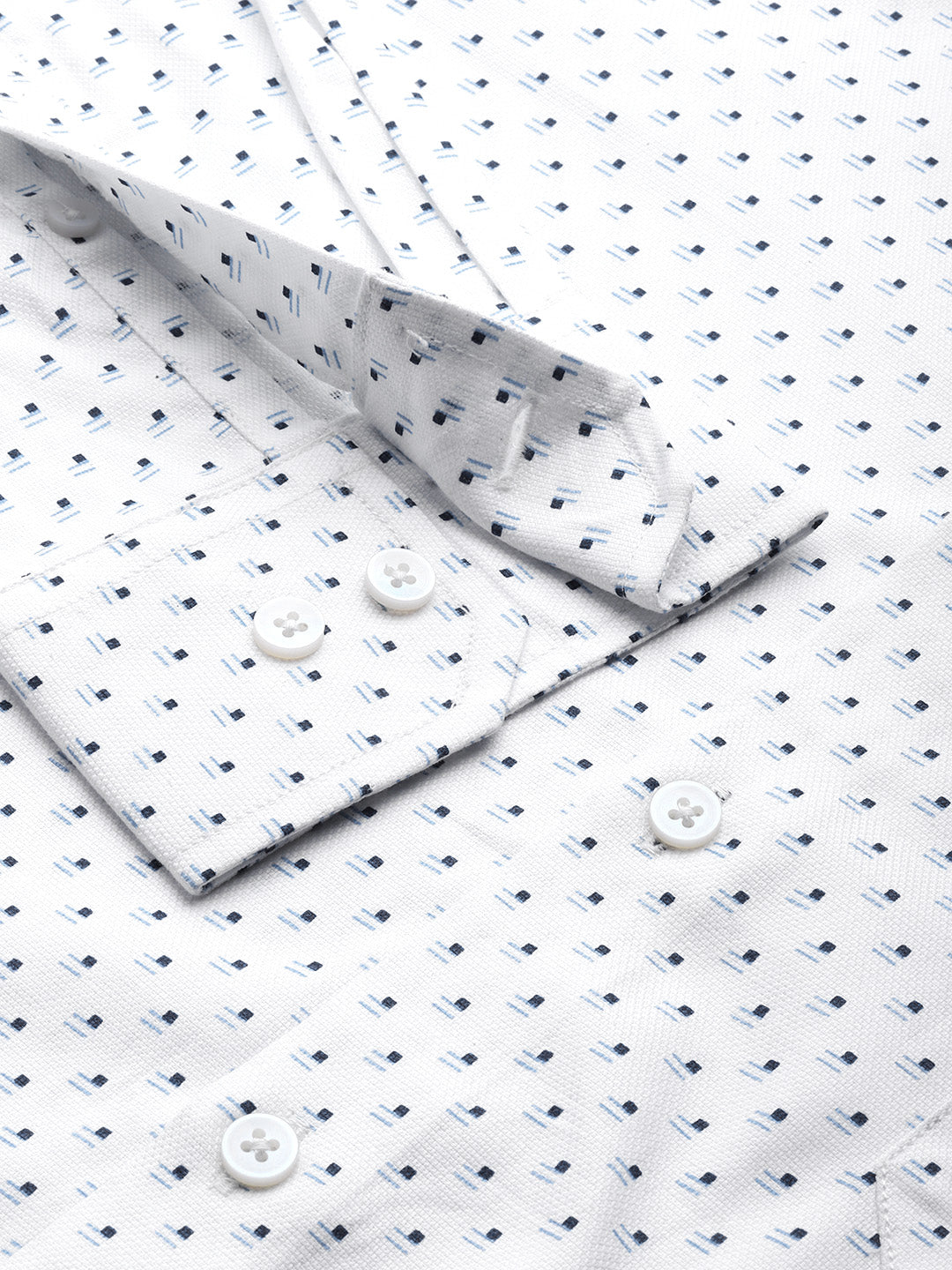 Thomas Scott Men White Plus Size Regular Fit Long Sleeves Polka Dots Printed Formal Shirt