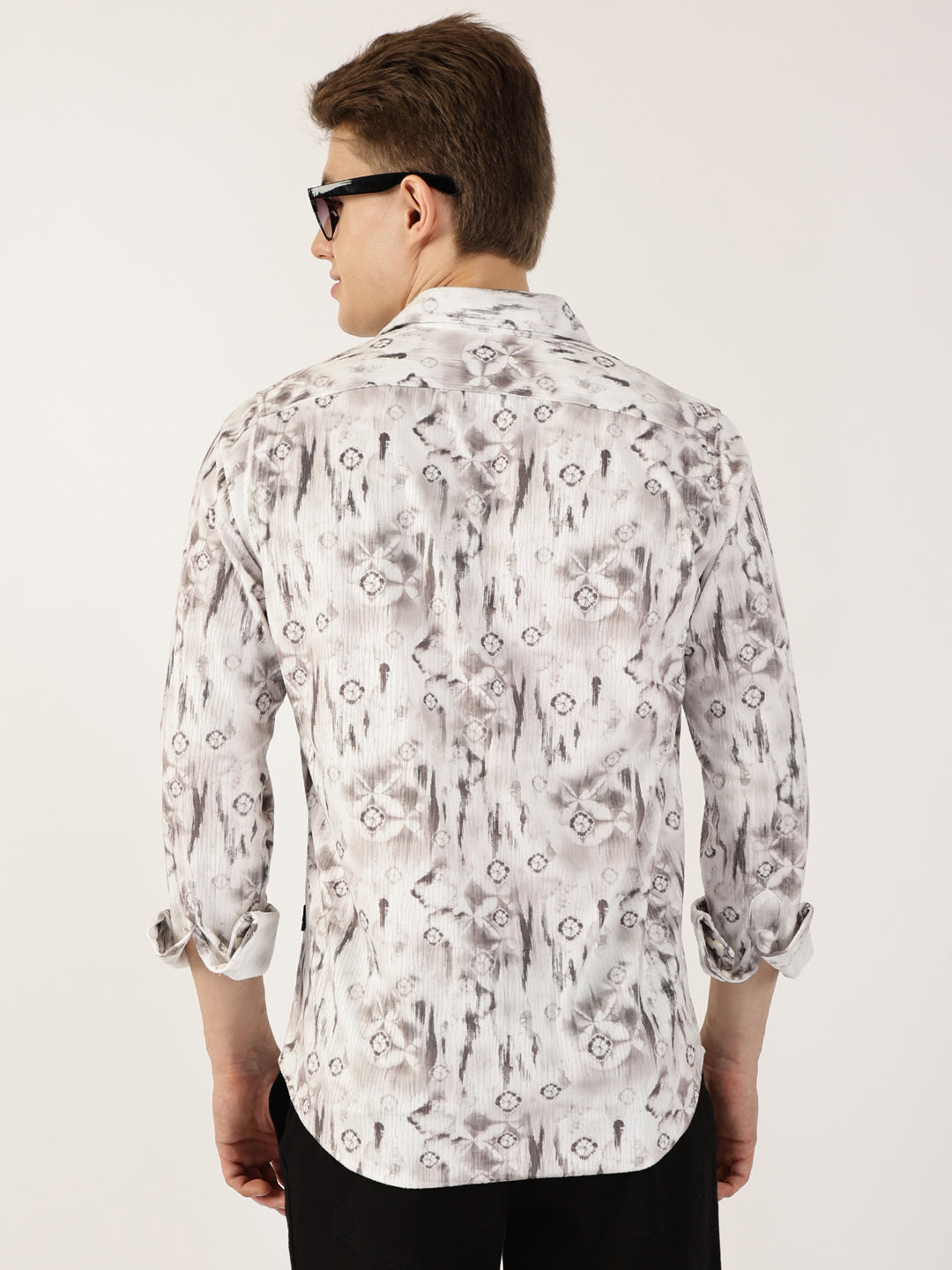 Thomas Scott Men Brown Premium Abstract Printed Casual Shirt