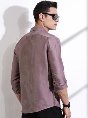 Thomas Scott Men Pink Slim Fit Long Sleeves Solid Self Design Casual Shirt