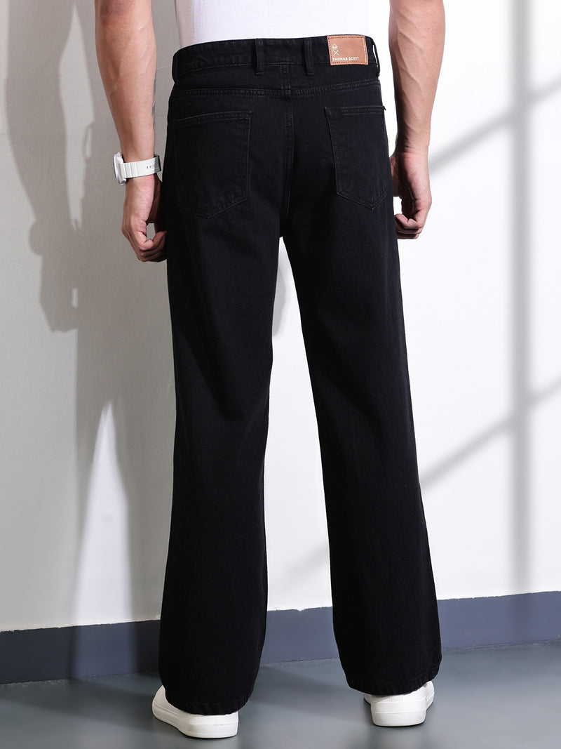 Thomas Scott Men Black Mid-Rise Cotton Baggy Jeans