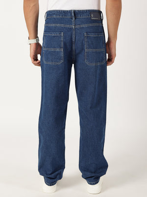 Thomas Scott Men Blue Relaxed Fit Cargo Style Cotton Jeans